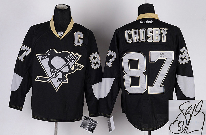 Penguins 87 Crosby Black Signature Edition Jerseys