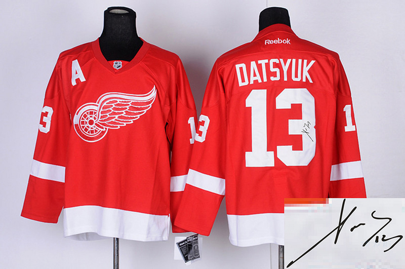 Red Wings 13 Datsyuk Red Signature Edition Jerseys - Click Image to Close