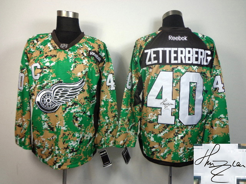 Red Wings 40 Zetterberg Camo Signature Edition Jerseys - Click Image to Close