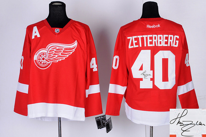 Red Wings 40 Zetterberg Red Signature Edition Jerseys