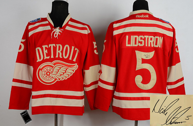 Red Wings 5 Lidstrom Red Winter Classic Signature Edition Jerseys - Click Image to Close