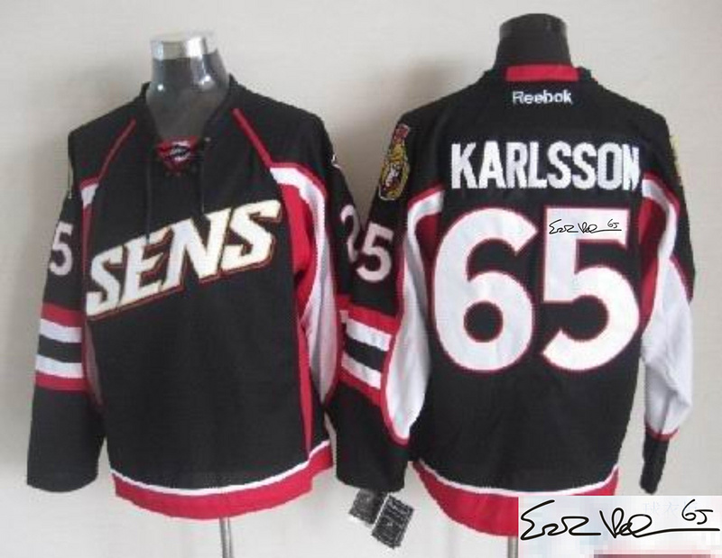 Senators 65 Karlsson Black 3rd Signature Edition Jerseys - Click Image to Close