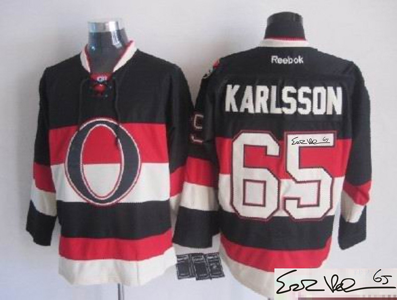 Senators 65 Karlsson Black Signature Edition Jerseys