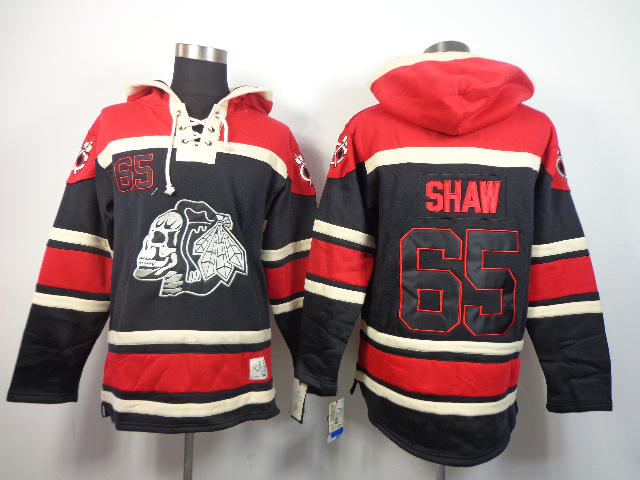 Blackhawks 65 Shaw Black Skulls Hooded Jerseys - Click Image to Close