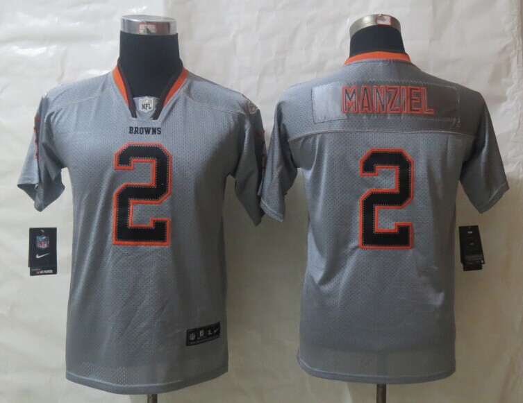 Nike Browns 2 Manziel Lights Out Grey Elite Youth Jerseys - Click Image to Close
