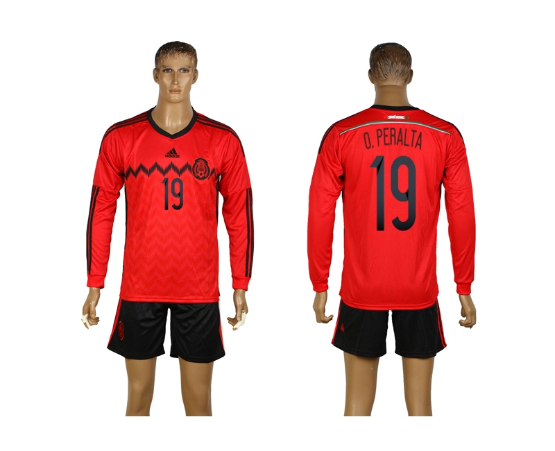 Mexico 19 O.Peralta 2014 World Cup Away Long Sleeve Jerseys