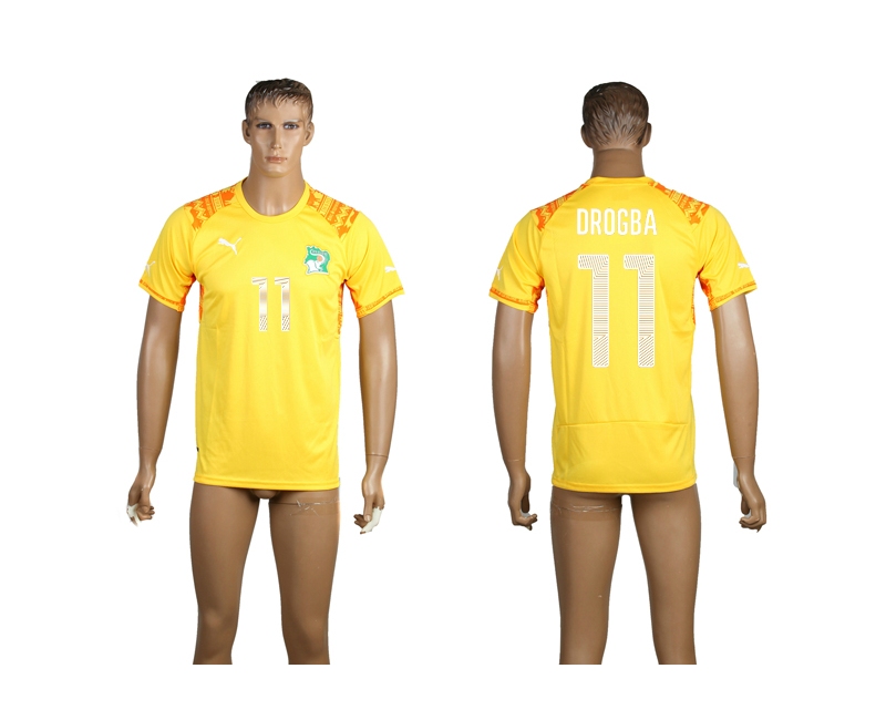 2014 World Cup Ivory Coast 11 Drogba Home Thailand Jerseys