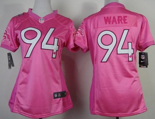 Nike Broncos 94 Ware Pink Love Women Jerseys