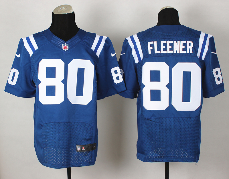 Nike Colts 80 Fleener Blue Elite Jersey