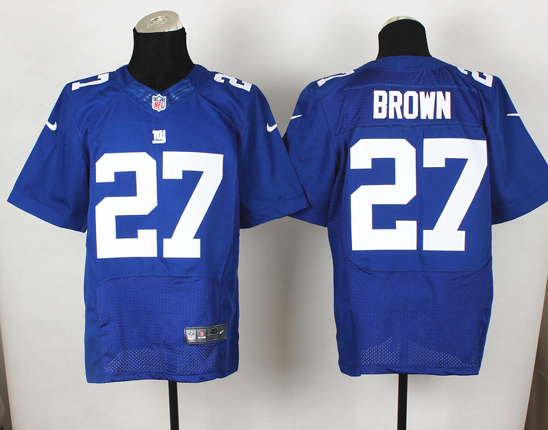 Nike Giants 27 Brown Blue Elite Jersey Nike Giants 27 Brown Blue Elite Jersey