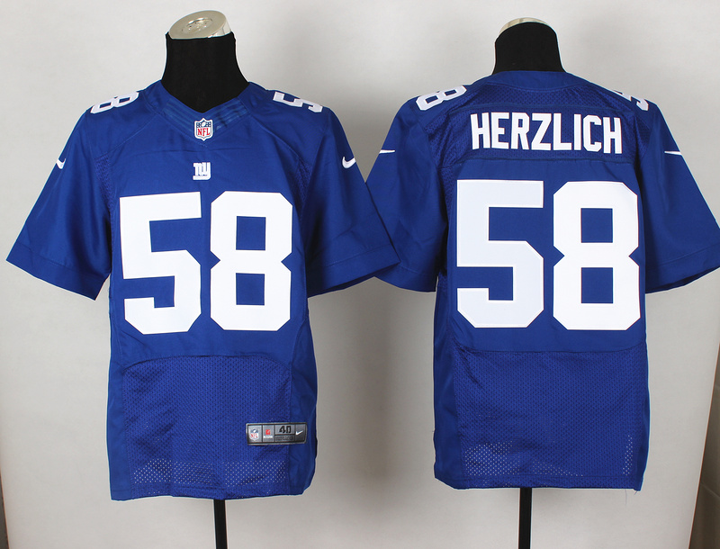 Nike Giants 58 Herzlich Blue Elite Jersey Nike Giants 58 Herzlich Blue Elite Jersey