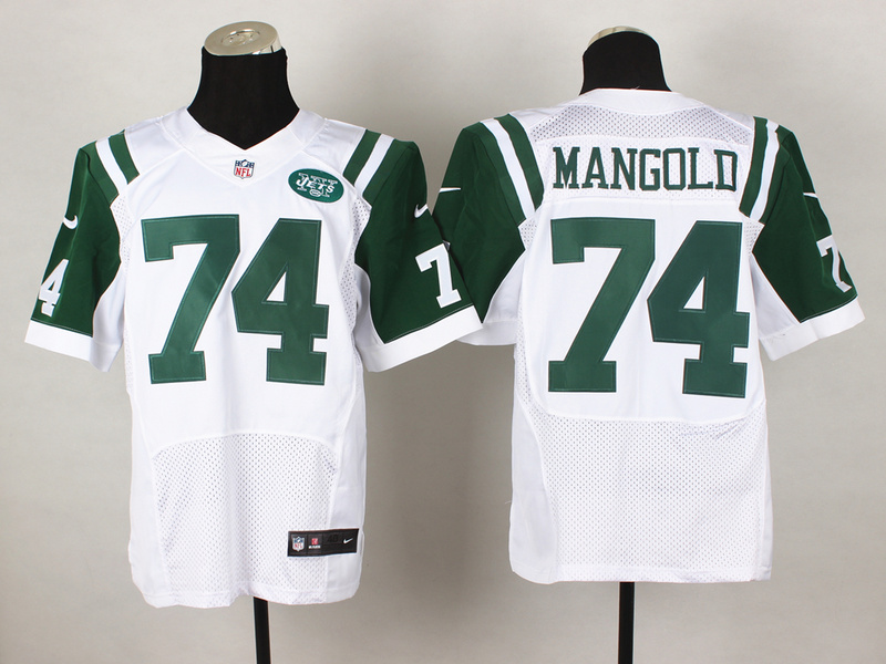 Nike Jets 74 Mangold White Elite Jersey