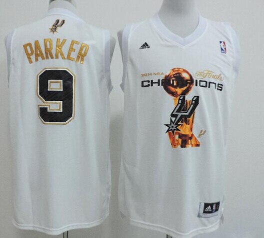 Spurs 9 Parker White 2014 Champions Jerseys