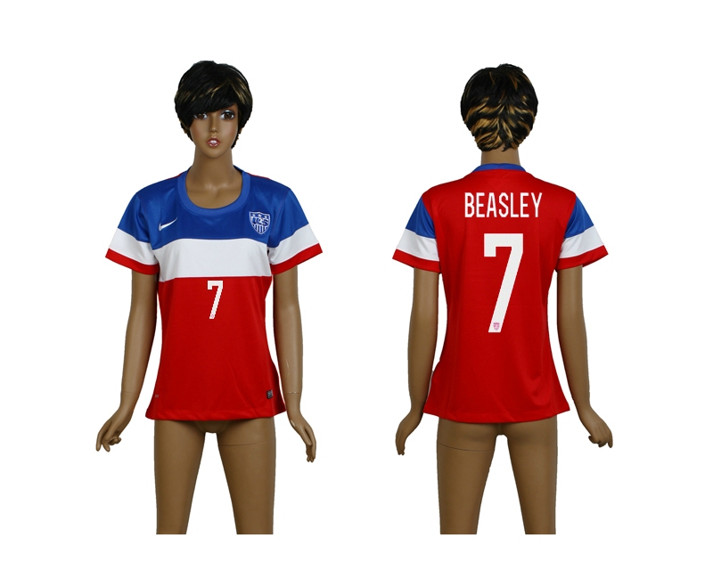 USA 7 Beasley 2014 Wolrd Cup Away Soccer Women Jerseys