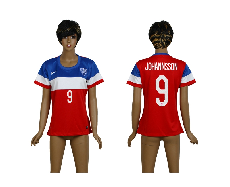 USA 9 Johannsson 2014 Wolrd Cup Away Soccer Women Jerseys