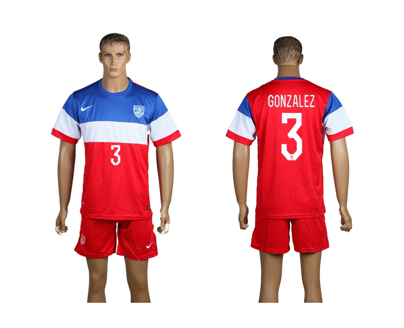 USA 3 Gonzalez 2014 World Cup Away Soccer Jersey