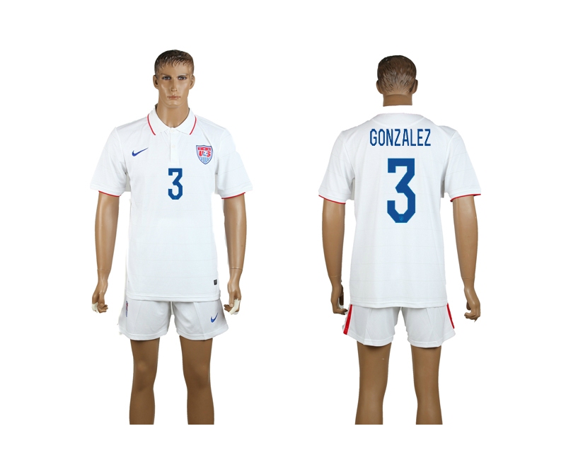 USA 3 Gonzalez 2014 World Cup Home Soccer Jersey