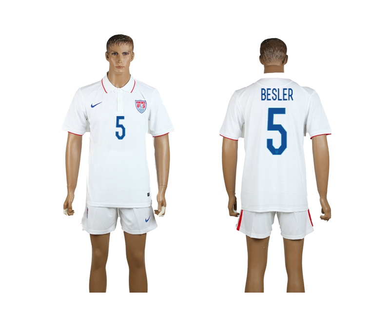 USA 5 Besler 2014 World Cup Home Soccer Jersey