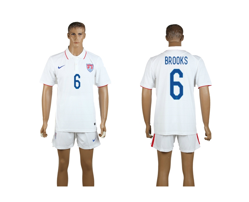 USA 6 Brooks 2014 World Cup Home Soccer Jersey