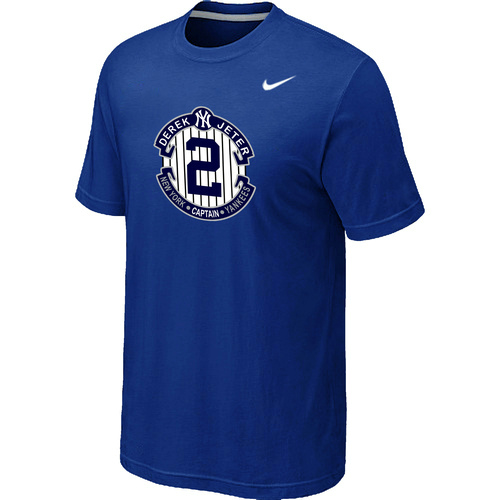 Nike Derek Jeter New York Yankees Final Season Commemorative Logo T-Shirt Blue - Click Image to Close