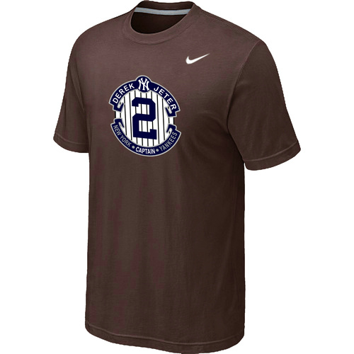 Nike Derek Jeter New York Yankees Final Season Commemorative Logo T-Shirt Brown - Click Image to Close