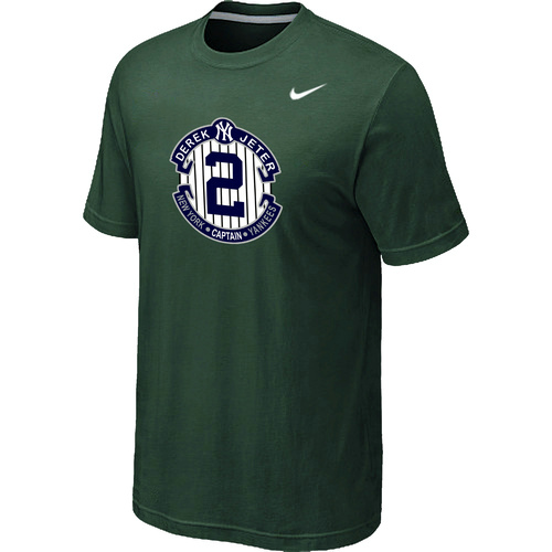 Nike Derek Jeter New York Yankees Final Season Commemorative Logo T-Shirt D.Green - Click Image to Close