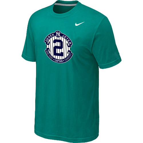 Nike Derek Jeter New York Yankees Final Season Commemorative Logo T-Shirt Green - Click Image to Close