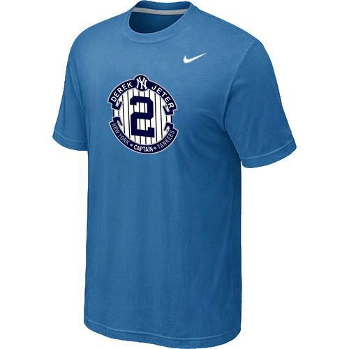 Nike Derek Jeter New York Yankees Final Season Commemorative Logo T-Shirt Lt.Blue