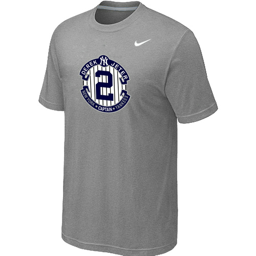 Nike Derek Jeter New York Yankees Final Season Commemorative Logo T-Shirt Lt.Grey