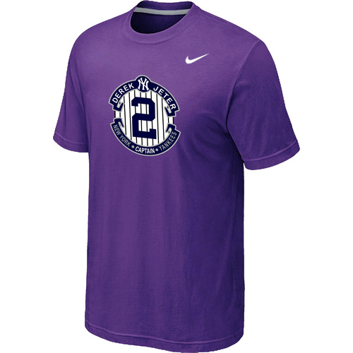 Nike Derek Jeter New York Yankees Final Season Commemorative Logo T-Shirt Purple