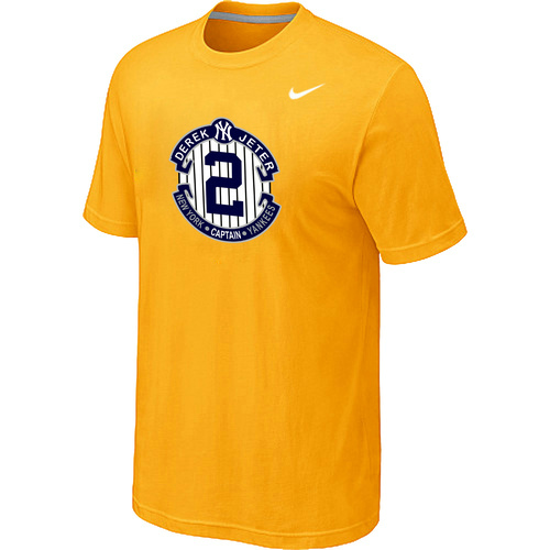 Nike Derek Jeter New York Yankees Final Season Commemorative Logo T-Shirt Yellow