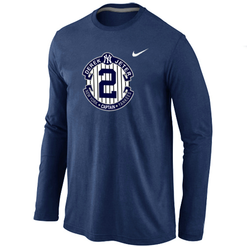 Nike Derek Jeter New York Yankees Official Final Season Commemorative Logo Long Sleeve T-Shirt D.Blue