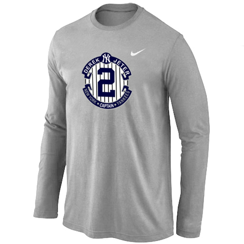 Nike Derek Jeter New York Yankees Official Final Season Commemorative Logo Long Sleeve T-Shirt Grey
