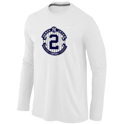 Nike Derek Jeter New York Yankees Official Final Season Commemorative Logo Long Sleeve T-Shirt White