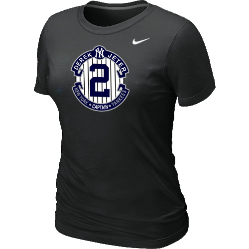 Nike Derek Jeter New York Yankees Official Final Season Commemorative Logo Women's Blended T-Shirt Black