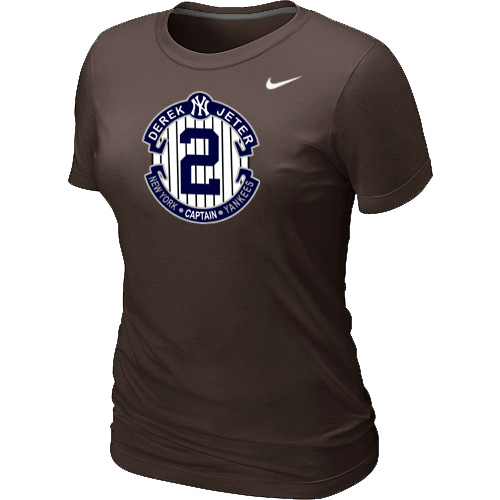 Nike Derek Jeter New York Yankees Official Final Season Commemorative Logo Women's Blended T-Shirt Brown