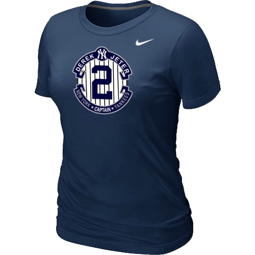 Nike Derek Jeter New York Yankees Official Final Season Commemorative Logo Women's Blended T-Shirt D.Blue