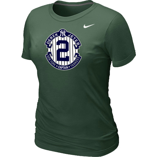 Nike Derek Jeter New York Yankees Official Final Season Commemorative Logo Women's Blended T-Shirt D.Green