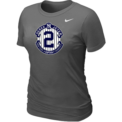 Nike Derek Jeter New York Yankees Official Final Season Commemorative Logo Women's Blended T-Shirt D.Grey