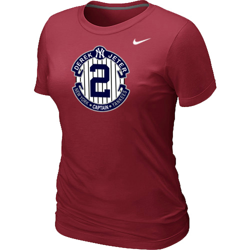 Nike Derek Jeter New York Yankees Official Final Season Commemorative Logo Women's Blended T-Shirt Red