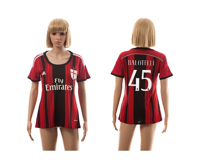 2014-15 AC Milan 45 Balotelli Home Women Jerseys
