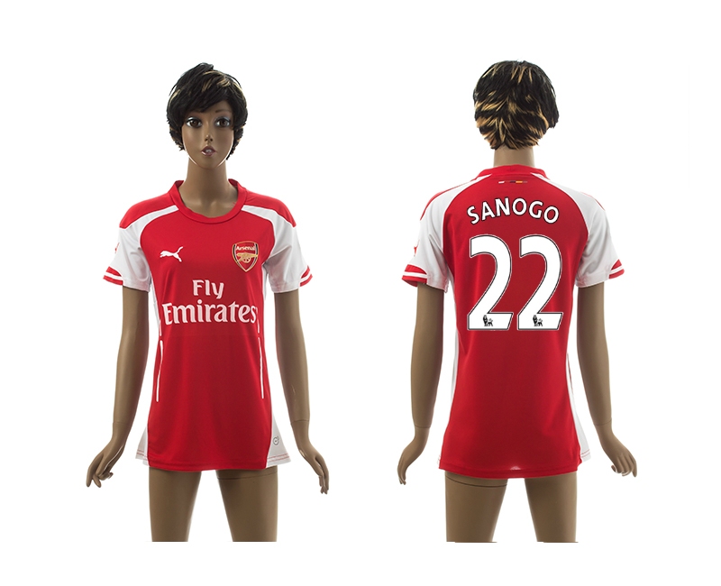 2014-15 Arsenal 22 Sanogo Home Women Jerseys