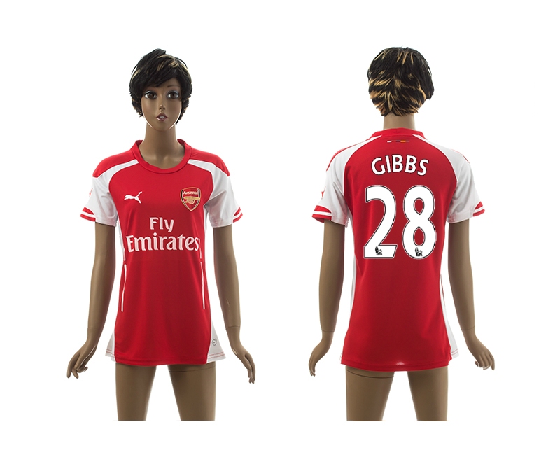 2014-15 Arsenal 28 Gibbs Home Women Jerseys