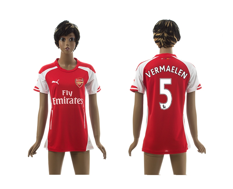 2014-15 Arsenal 5 Vermaelen Home Women Jerseys