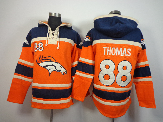 Nike Broncos 88 Demaryius Thomas Orange All Stitched Hooded Sweatshirt