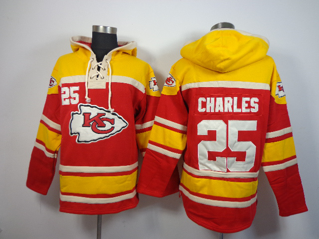 Nike Chiefs 25 Jamaal Charles Red All Stitched Hooded Sweatshirt - Click Image to Close