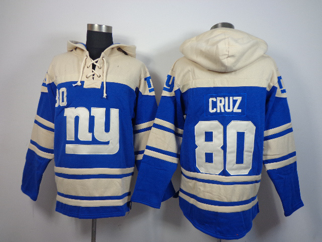 Nike Giants 80 Victor Cruz Blue All Stitched Hooded Sweatshirt