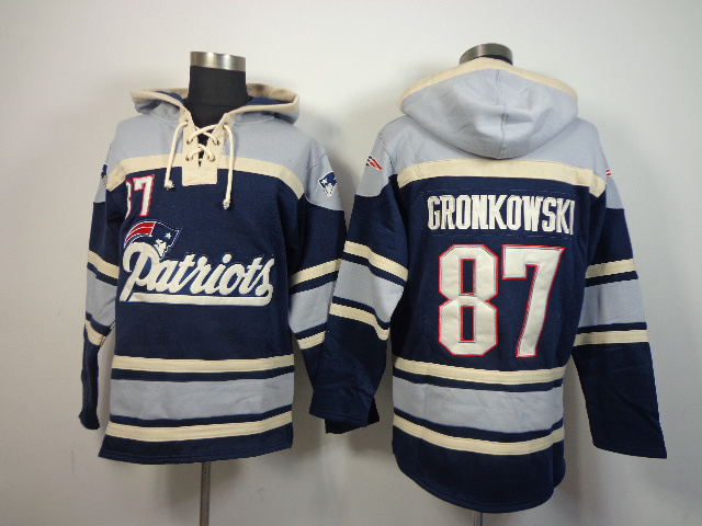 Nike Patriots 87 Rob Gronkowski Blue All Stitched Hooded Sweatshirt - Click Image to Close