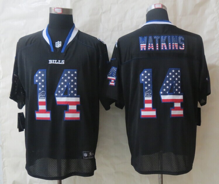 Nike Bills 14 Watkins USA Flag Fashion Black Elite Jerseys