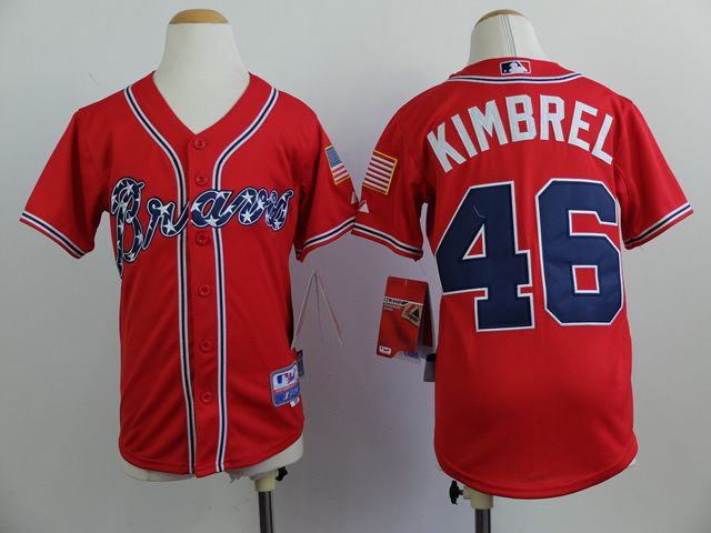 Braves 46 Kimbrel Red Youth Jersey - Click Image to Close
